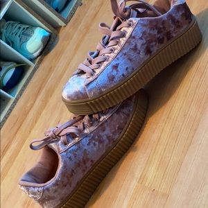 Platform suede sneakers. Never worn